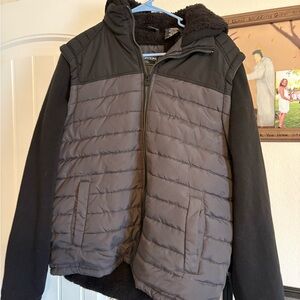 Men's Black and Gray Puffer Jacket